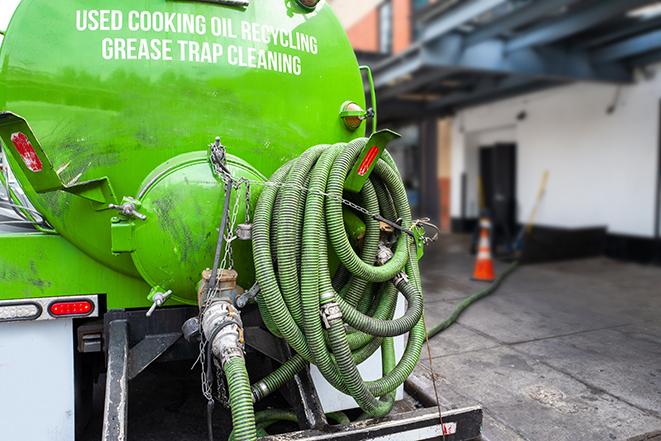 grease trap being pumped at a restaurant kitchen in East Fairfield